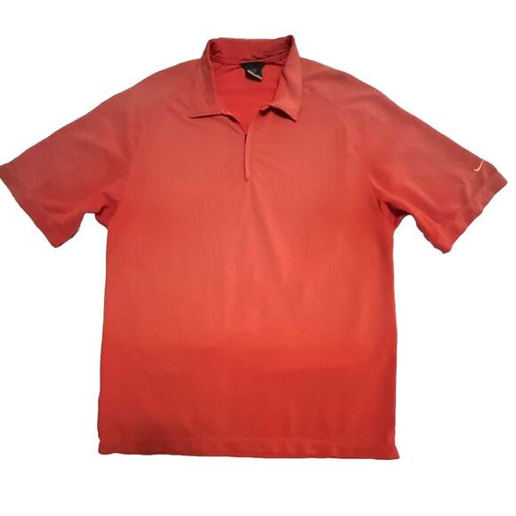 Nike Dri-Fit 1/4‎ Zip Mens Golf Polo Shirt Large Orange Ombre - Picture 1 of 6